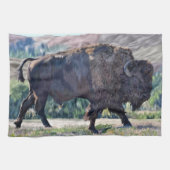 American Bison Roaming in Grassland Geschirrtuch (Horizontal)