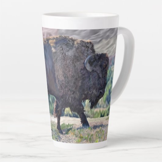 American Bison Roaming in Grassland Milchtasse (Rechte Ecke)