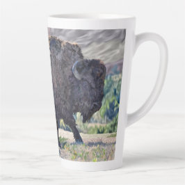 American Bison Roaming in Grassland Milchtasse