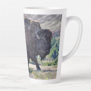 American Bison Roaming in Grassland Milchtasse