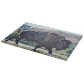 American Bison Roaming in Grassland Schneidebrett (Ecke)