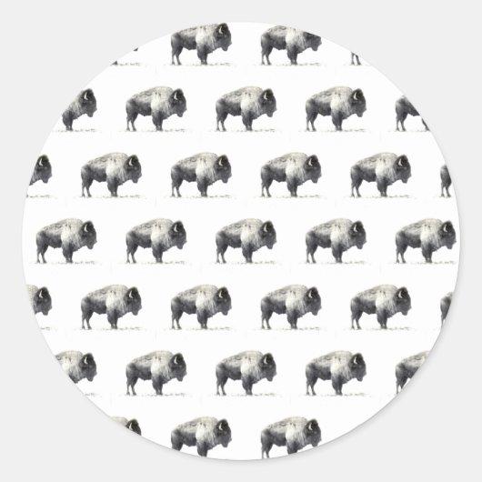 American Bison Runder Aufkleber (Vorderseite)