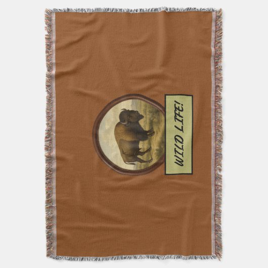 American Bison Saddle Brown Throw Blanket Decke (Vorderseite Vertikal)