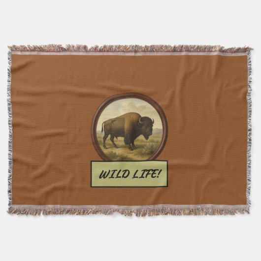 American Bison Saddle Brown Throw Blanket Decke (Vorderseite)