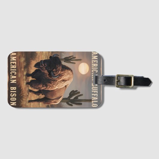 American Bison Sunset Gepäckanhänger (Vorderseite (Horizontal))