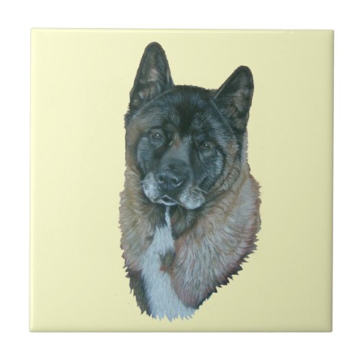 American Black face akita Hund Portrait Fliesen (Vorderseite)