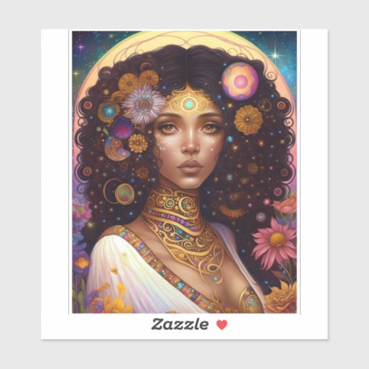 American Black Goddess Queen Fantasy Art Aufkleber (Blatt)