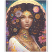 American Black Goddess Queen Fantasy Art Aufkleber (Vorderseite)