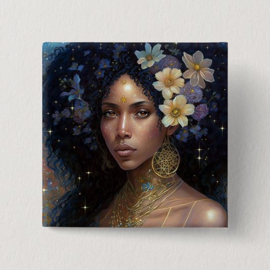 American Black Goddess Queen Fantasy Art B Button (Vorderseite)