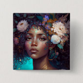 American Black Goddess Queen Fantasy Art B Button (Vorderseite)