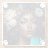 American Black Goddess Queen Fantasy Art G Glasuntersetzer (Rückseite)