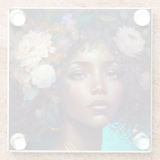 American Black Goddess Queen Fantasy Art G Glasuntersetzer (Rückseite)