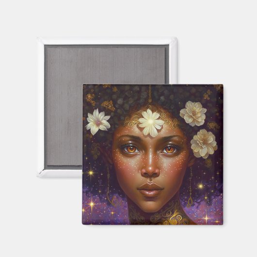 American Black Goddess Queen Fantasy Art M Magnet (Vorderseite/Rückseite)