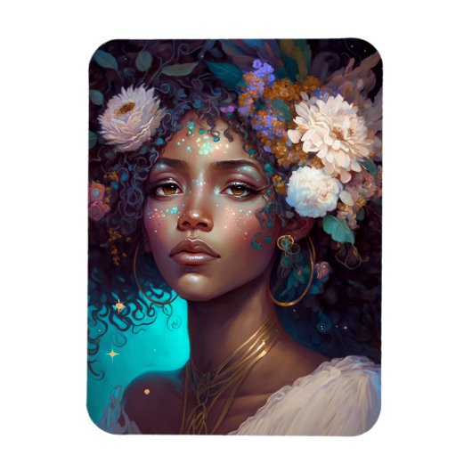 American Black Goddess Queen Fantasy Art M Magnet (Vertikal)
