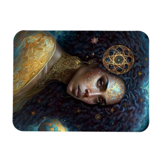 American Black Goddess Queen Fantasy Art M Magnet (Horizontal)