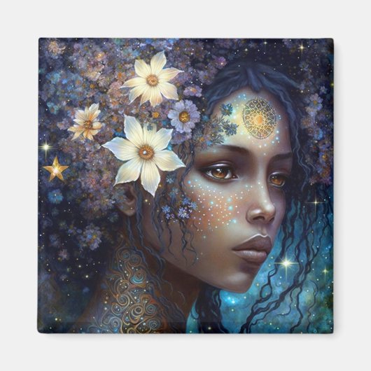 American Black Goddess Queen Fantasy Art Magnet (Vorne)