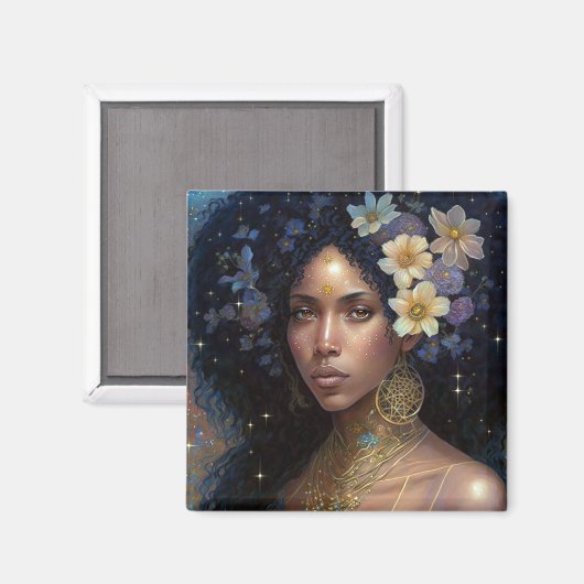 American Black Goddess Queen Fantasy Art Magnet (Vorderseite/Rückseite)