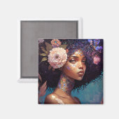 American Black Goddess Queen Fantasy Art Magnet (Vorderseite/Rückseite)