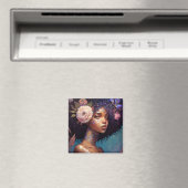 American Black Goddess Queen Fantasy Art Magnet (In Situ (Geschirrspüler))