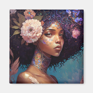 American Black Goddess Queen Fantasy Art Magnet