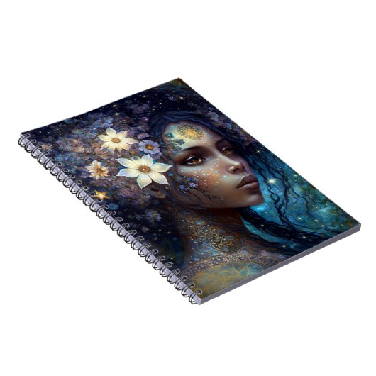 American Black Goddess Queen Fantasy Art Notizblock (Rechte Seite)