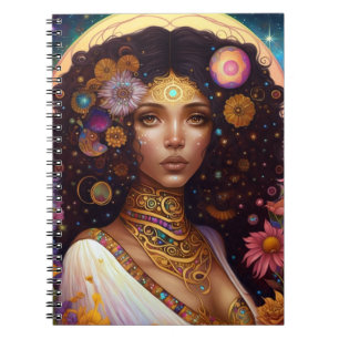 American Black Goddess Queen Fantasy Art Notizblock