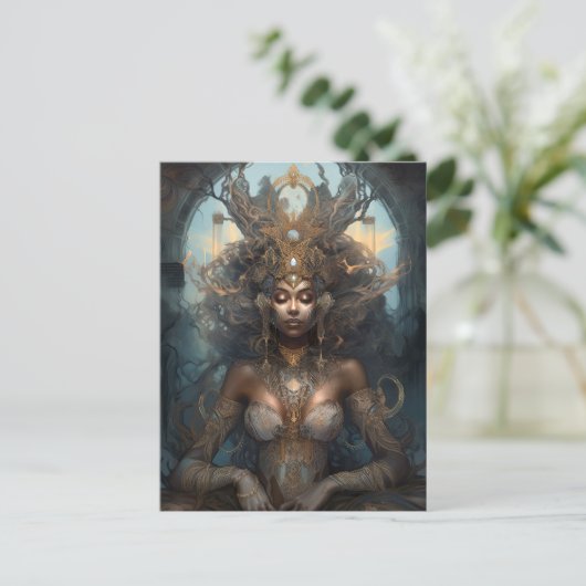 American Black Goddess Queen Fantasy Art P Postkarte (Stehend Vorderseite)