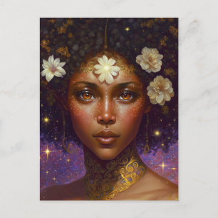 American Black Goddess Queen Fantasy Art P Postkarte