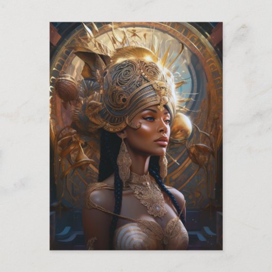 American Black Goddess Queen Fantasy Art P Postkarte (Vorderseite)