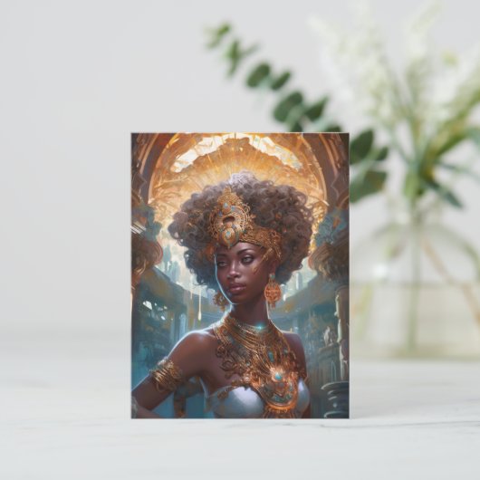 American Black Goddess Queen Fantasy Art P Postkarte (Stehend Vorderseite)