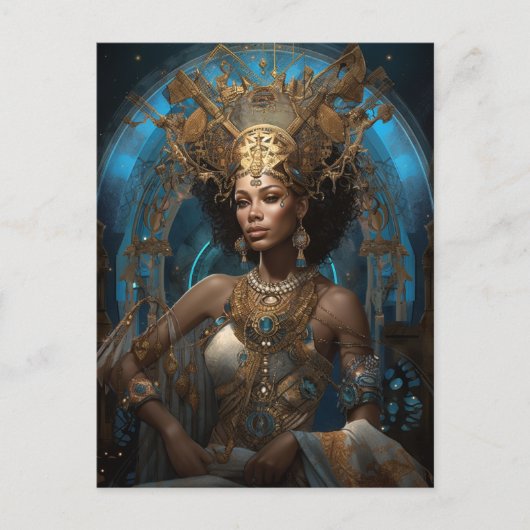 American Black Goddess Queen Fantasy Art P Postkarte (Vorderseite)