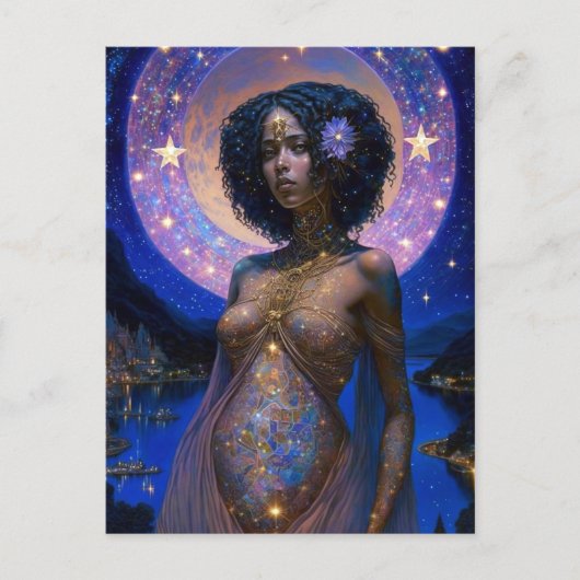 American Black Goddess Queen Fantasy Art P Postkarte (Vorderseite)