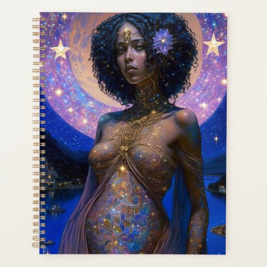 American Black Goddess Queen Fantasy Art Planer (Vorderseite)