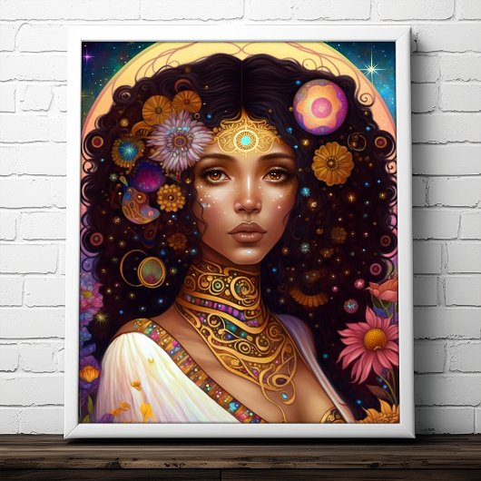 American Black Goddess Queen Fantasy Art Poster