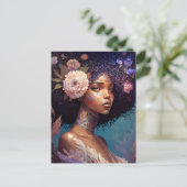 American Black Goddess Queen Fantasy Art Postkarte (Stehend Vorderseite)