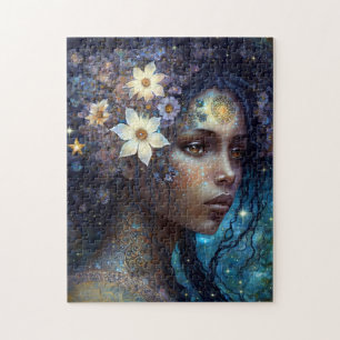 American Black Goddess Queen Fantasy Art Puzzle