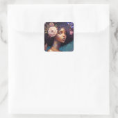 American Black Goddess Queen Fantasy Art Quadratischer Aufkleber (Tasche)