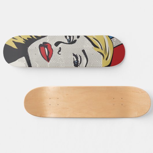 American Blonde Retro Pop Art Skateboard (Horizontal)