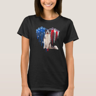 American Blue Merle Collie Hund Herz 4. Juli U T-Shirt