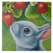 American Blue Rabbit & Strawberries Fliese (Vorderseite)