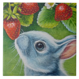 American Blue Rabbit & Strawberries Fliese