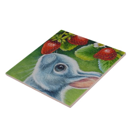 American Blue Rabbit & Strawberries Fliese (Seite)