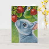 American Blue Rabbit & Strawberries Karte (Gelbe Blume)