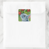 American Blue Rabbit & Strawberries Quadratischer Aufkleber (Tasche)