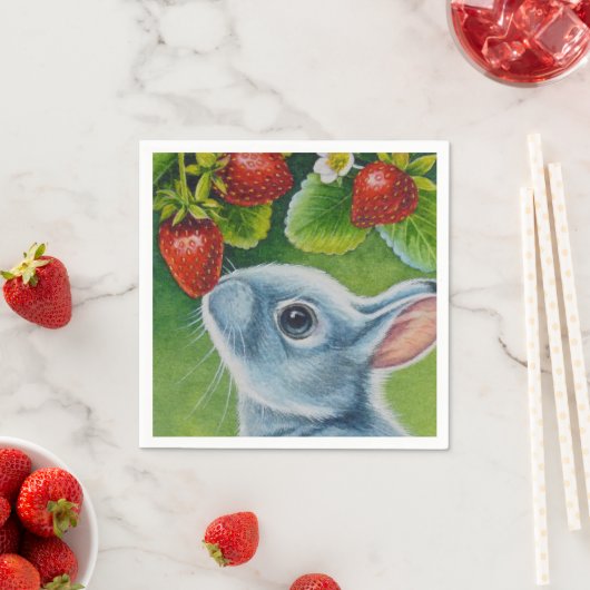 American Blue Rabbit & Strawberries Serviette (Beispiel)