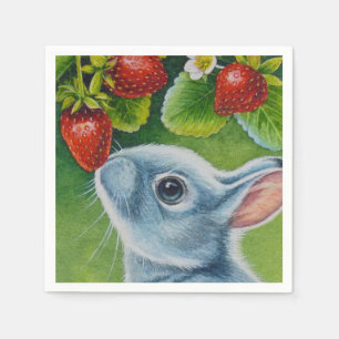 American Blue Rabbit & Strawberries Serviette