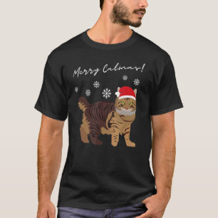 American Bobtail Cat Merry Catmas Christmas Cat T-Shirt