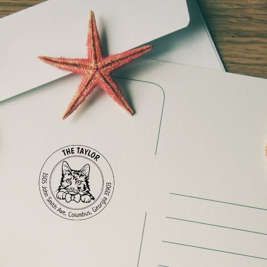 American Bobtail Cat Rücksendeadresse Gummistempel