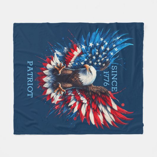 American Bold Eagle Flag Colors Fleecedecke (Vorderseite (Horizontal))