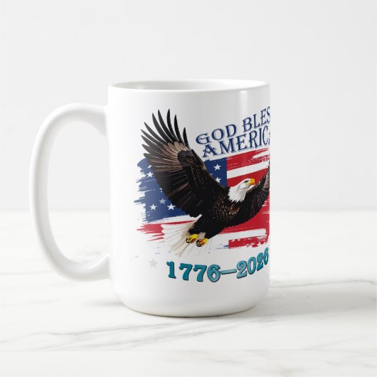 American Bold Eagle God Bless America 250 Years Kaffeetasse (Links)